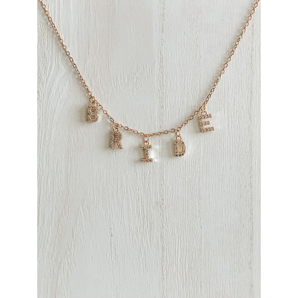 BRIDE Personalized Necklace for Women, Pendant Zircon Necklace, Stainless Steell